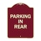 Signmission Designer Series Sign Parking in Rear, Burgundy Heavy-Gauge Aluminum Sign, 24" x 18", BU-1824-23437 A-DES-BU-1824-23437 - alternate 1